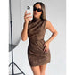LUXEHAEVEN Printed Pleated Sleeveless Dress For Chic Girls LuxeHaeven