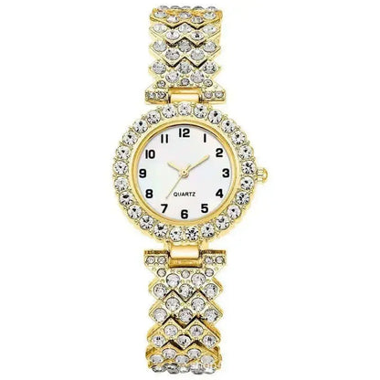 LUXEHAEVEN 2pcs Luxury Fashion Women Watch Set Silver Strap Ladies Quartz Wristwatch Alloy Bracelet For Ladies Jewelry Set LuxeHaeven