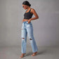 LUXEHAEVEN Ripped, Raw-Hem Denim Jeans Casual Washed Womens Straight-Leg Pants LuxeHaeven