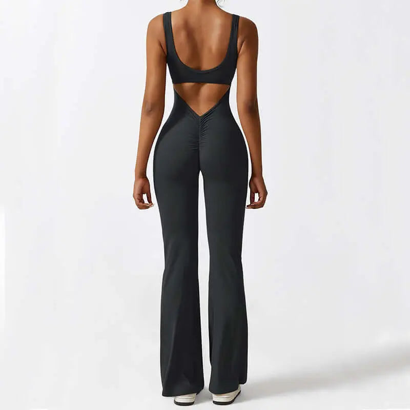 LUXEHAEVEN Women Sleeveless Flare Jumpsuits Fitness Yoga Long Pants LuxeHaeven
