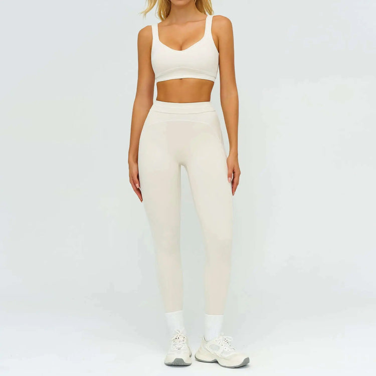 LUXEHAEVEN Contrast-color Brushed Yoga Set With Dual Shoulder Straps LuxeHaeven