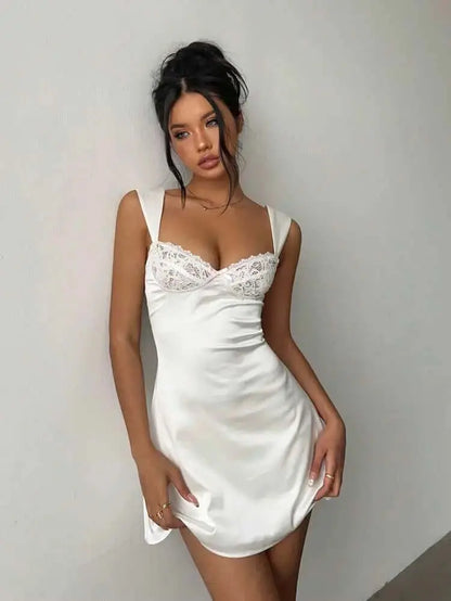LUXEHAEVEN A-line Swing Dress Satin Loungewear For Women