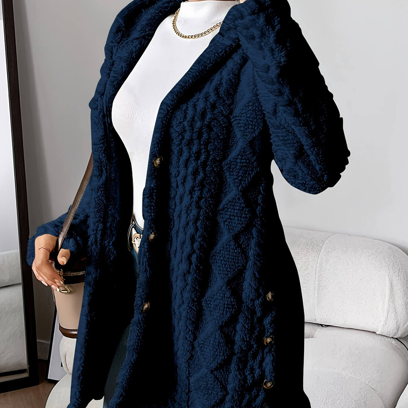 LUXEHAEVEN Warm Hooded Cardigan Coat