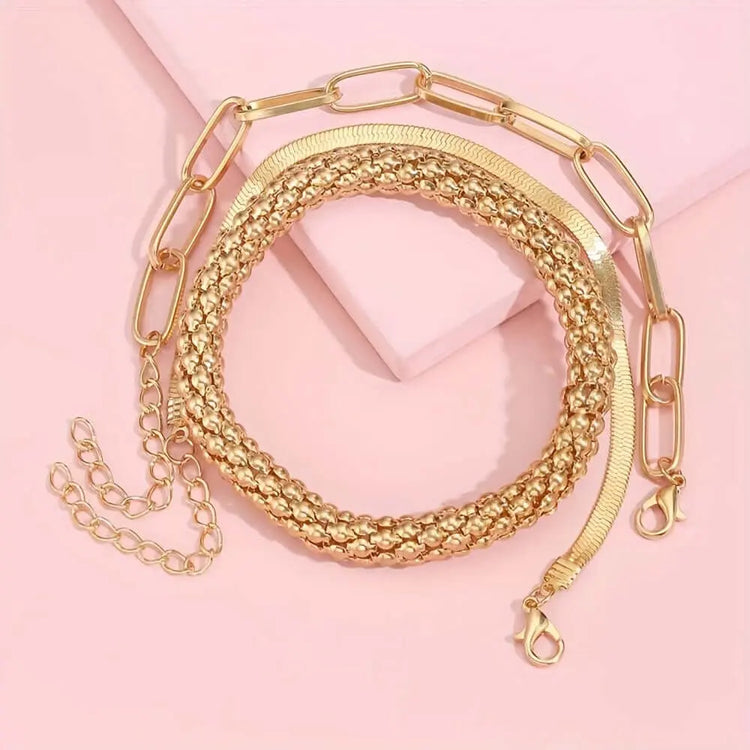 LUXEHAEVEN Multi-Layer Chain Bracelet Set