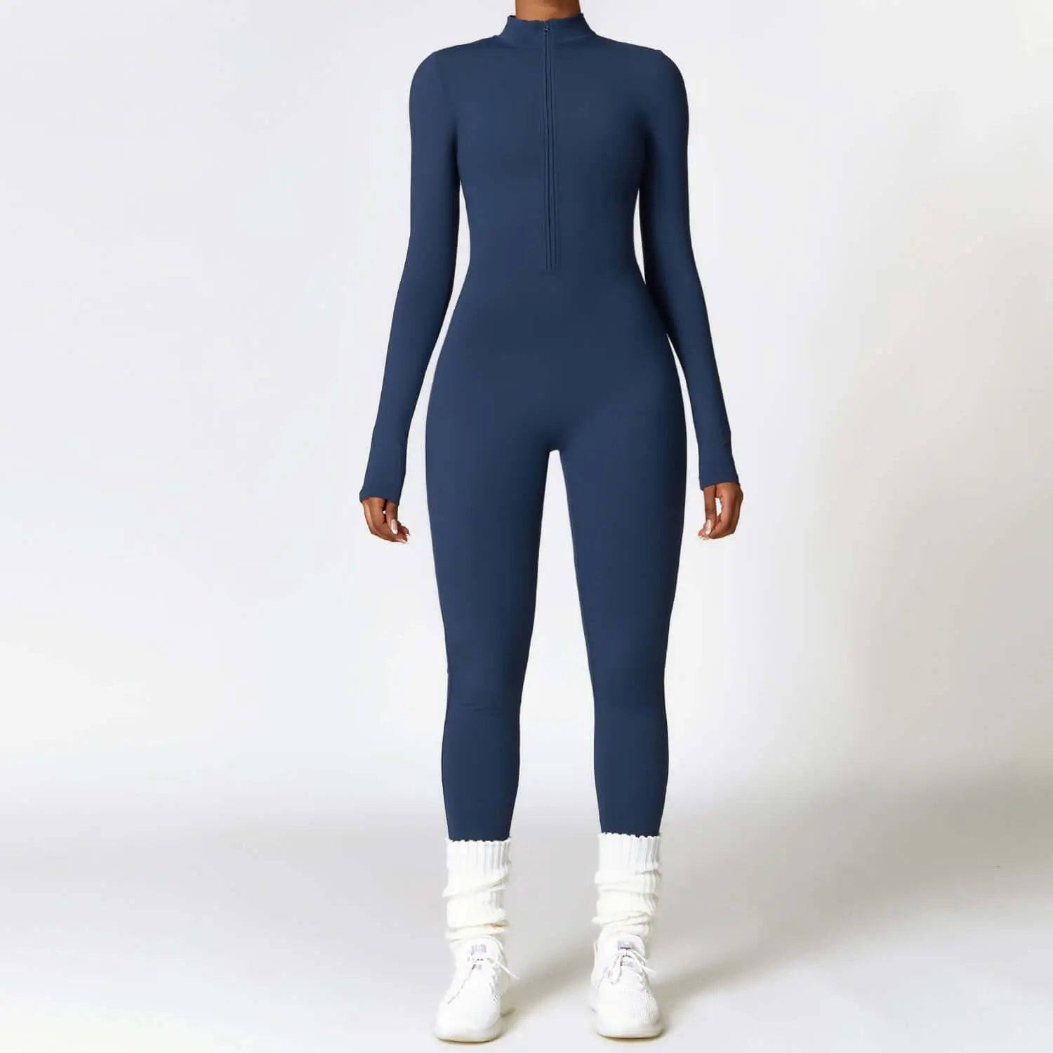 LUXEHAEVEN Warm Zipper Long-sleeved Jumpsuit Yoga Fitness Sports Pants Breathable Bodysuit Women&