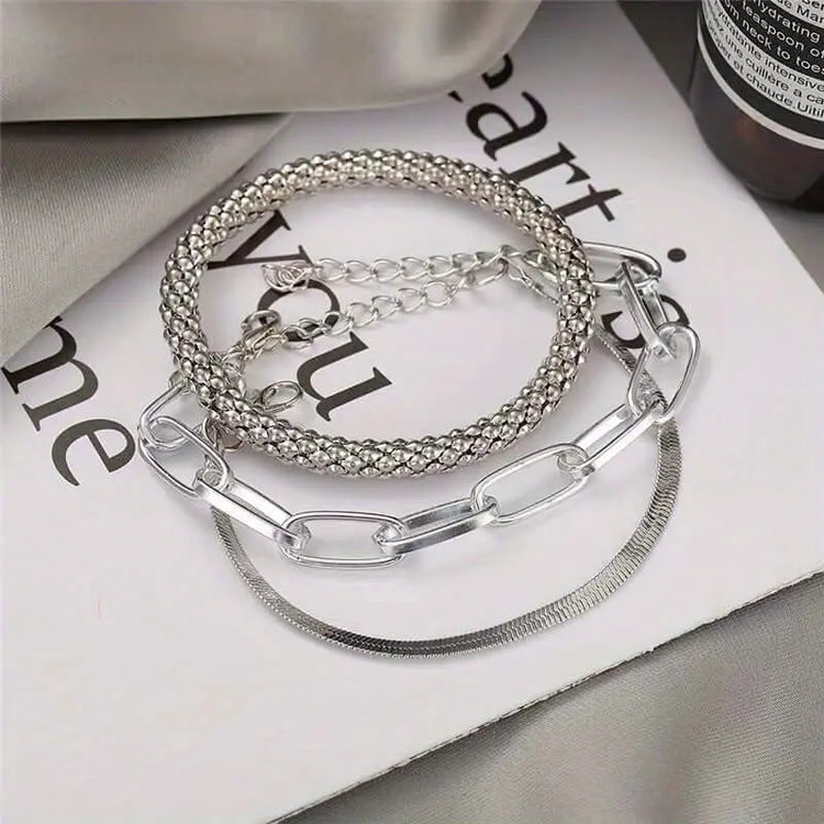 LUXEHAEVEN Multi-Layer Chain Bracelet Set