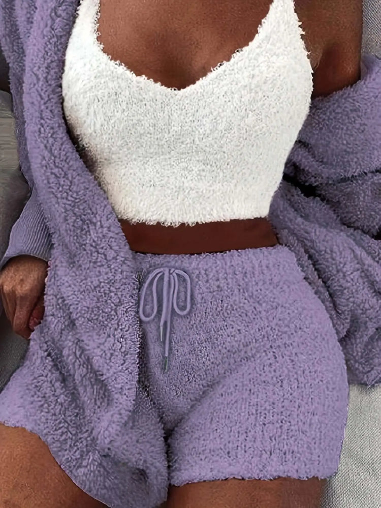LUXEHAEVEN Warm Fuzzy Pajama Set for Ultimate Comfort