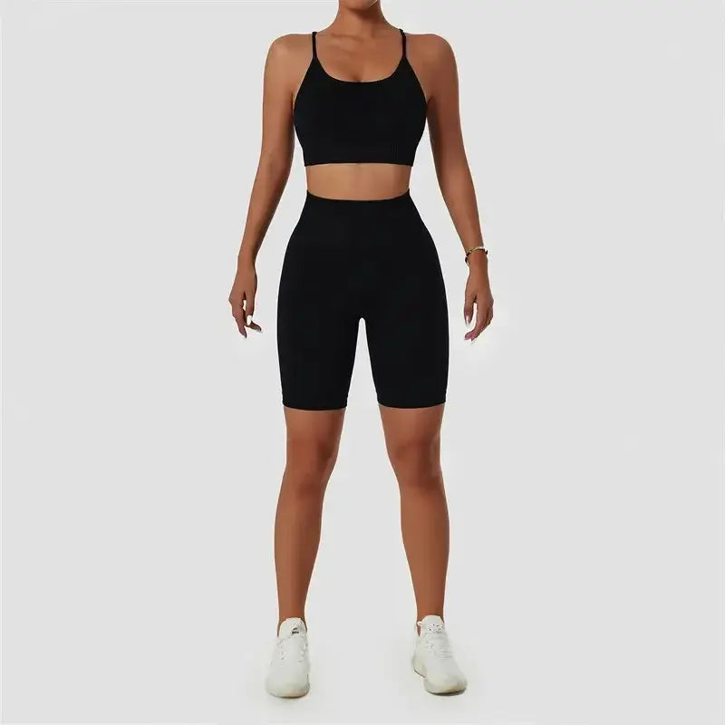 Wholesale 2 Piece Sportswear Sleeveless Crop Top Pant Yoga Workout Set Women Clothing Active Wear Gym Fitness Sets