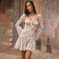 Elegant Embroidery Party Patchwork Dress Women Clothing 2023 Vestido Fashion Night Club Women Long Sleeve Dresses Sexy Mini 2484