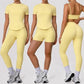 4 Piece Gym Yoga Clothing for Women Custom Logo Woman Gym Sport Wear Fitness Workout Sportwear Naked Feeling Flare Pants Sets