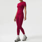 4 Piece Gym Yoga Clothing for Women Custom Logo Woman Gym Sport Wear Fitness Workout Sportwear Naked Feeling Flare Pants Sets