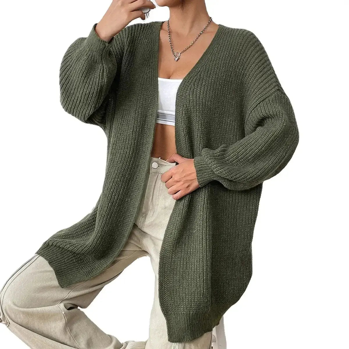 Manufacturers Women Clothing Casual Autumn and Winter New Release-European American Style Open Front Sweater Knitted Cardigan