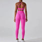 Wholesale Seamless Rib Sportswear 3 Piece Suit Seamless Breathable Women Clothing Gym Fitness Sets Sports Bra Leggings Yoga Set