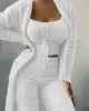Liu Ming Winter Women Clothing New Product Fur 3 Piece Outfits Crop Tops High Waist Pants Coats Set