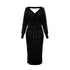 DM1902 High Quality Autumn Ladies Office Dress Long Sleeve V-neck Backless Sweater Dresses Women Clothing Wool Knit Dress