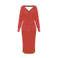 DM1902 High Quality Autumn Ladies Office Dress Long Sleeve V-neck Backless Sweater Dresses Women Clothing Wool Knit Dress