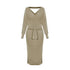 DM1902 High Quality Autumn Ladies Office Dress Long Sleeve V-neck Backless Sweater Dresses Women Clothing Wool Knit Dress