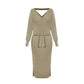 DM1902 High Quality Autumn Ladies Office Dress Long Sleeve V-neck Backless Sweater Dresses Women Clothing Wool Knit Dress