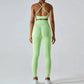 Wholesale Seamless Rib Sportswear 3 Piece Suit Seamless Breathable Women Clothing Gym Fitness Sets Sports Bra Leggings Yoga Set