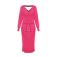 DM1902 High Quality Autumn Ladies Office Dress Long Sleeve V-neck Backless Sweater Dresses Women Clothing Wool Knit Dress