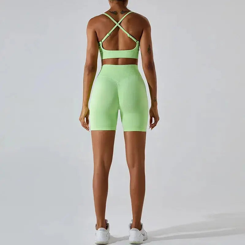 Wholesale Seamless Rib Sportswear 3 Piece Suit Seamless Breathable Women Clothing Gym Fitness Sets Sports Bra Leggings Yoga Set