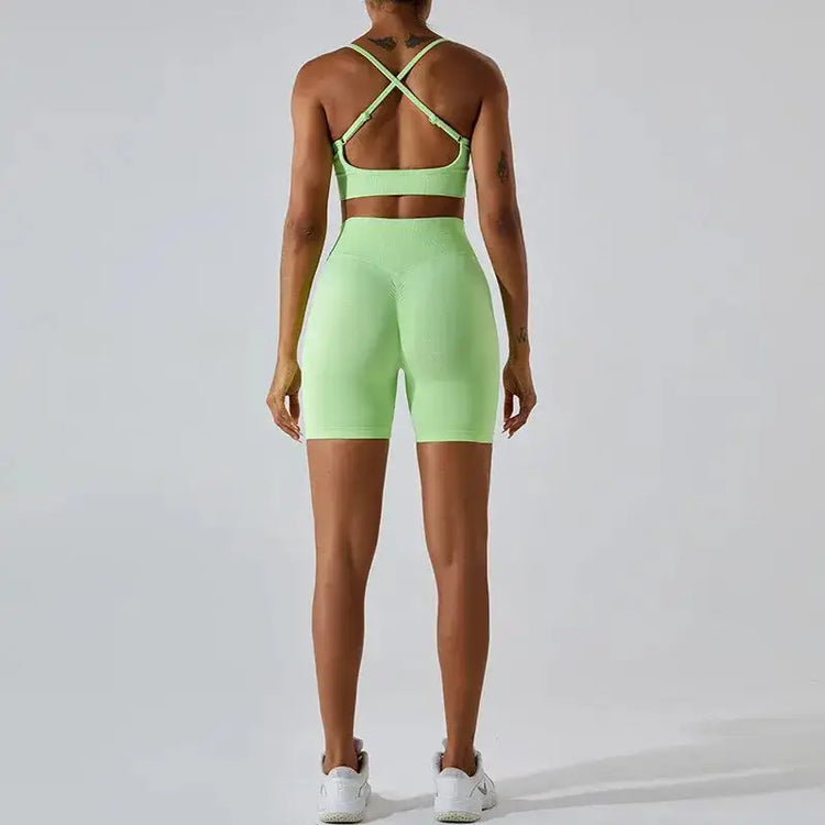 Wholesale Seamless Rib Sportswear 3 Piece Suit Seamless Breathable Women Clothing Gym Fitness Sets Sports Bra Leggings Yoga Set