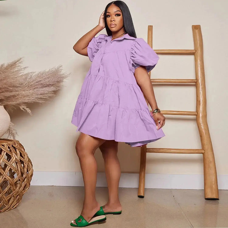 2025 Plus Size Womens Clothing Cute Dress for Women Dress Shirt Solid Dress Plus Size Set S-3XL