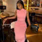 Spring Summer Long Dress Waist Ruched Casual Dresses Women Clothing