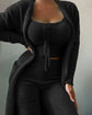 Liu Ming Winter Women Clothing New Product Fur 3 Piece Outfits Crop Tops High Waist Pants Coats Set