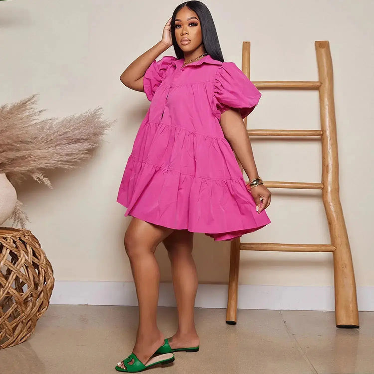 2025 Plus Size Womens Clothing Cute Dress for Women Dress Shirt Solid Dress Plus Size Set S-3XL