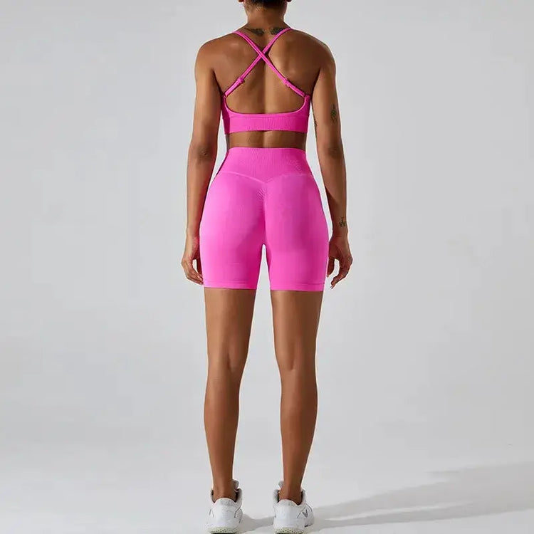 Wholesale Seamless Rib Sportswear 3 Piece Suit Seamless Breathable Women Clothing Gym Fitness Sets Sports Bra Leggings Yoga Set