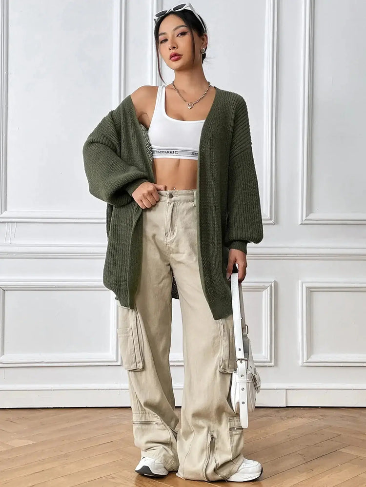 Manufacturers Women Clothing Casual Autumn and Winter New Release-European American Style Open Front Sweater Knitted Cardigan