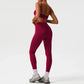 4 Piece Gym Yoga Clothing for Women Custom Logo Woman Gym Sport Wear Fitness Workout Sportwear Naked Feeling Flare Pants Sets