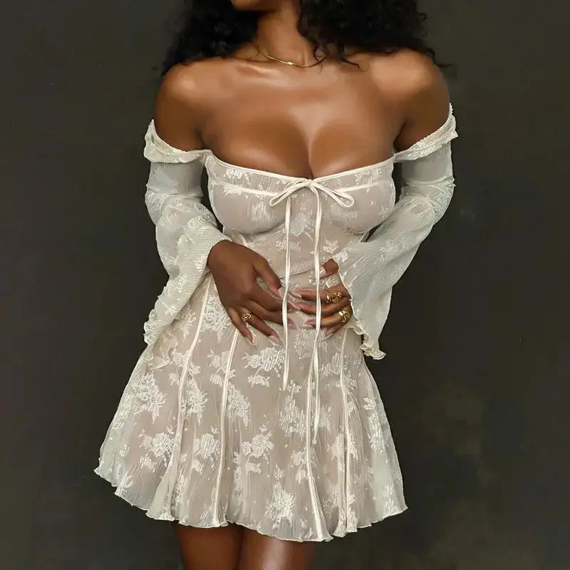 Elegant Embroidery Party Patchwork Dress Women Clothing 2023 Vestido Fashion Night Club Women Long Sleeve Dresses Sexy Mini 2484