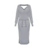 DM1902 High Quality Autumn Ladies Office Dress Long Sleeve V-neck Backless Sweater Dresses Women Clothing Wool Knit Dress