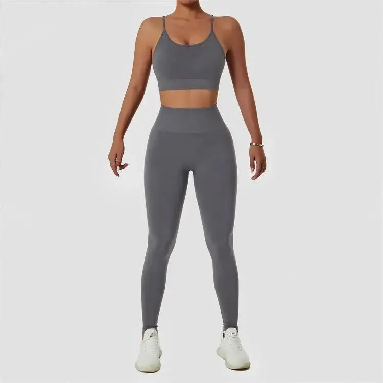 Wholesale 2 Piece Sportswear Sleeveless Crop Top Pant Yoga Workout Set Women Clothing Active Wear Gym Fitness Sets