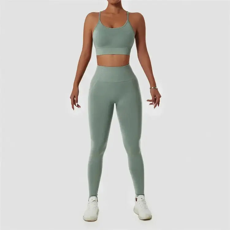 Wholesale 2 Piece Sportswear Sleeveless Crop Top Pant Yoga Workout Set Women Clothing Active Wear Gym Fitness Sets