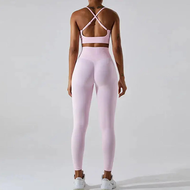 Wholesale Seamless Rib Sportswear 3 Piece Suit Seamless Breathable Women Clothing Gym Fitness Sets Sports Bra Leggings Yoga Set
