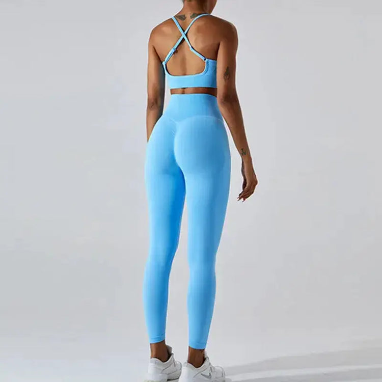 Wholesale Seamless Rib Sportswear 3 Piece Suit Seamless Breathable Women Clothing Gym Fitness Sets Sports Bra Leggings Yoga Set