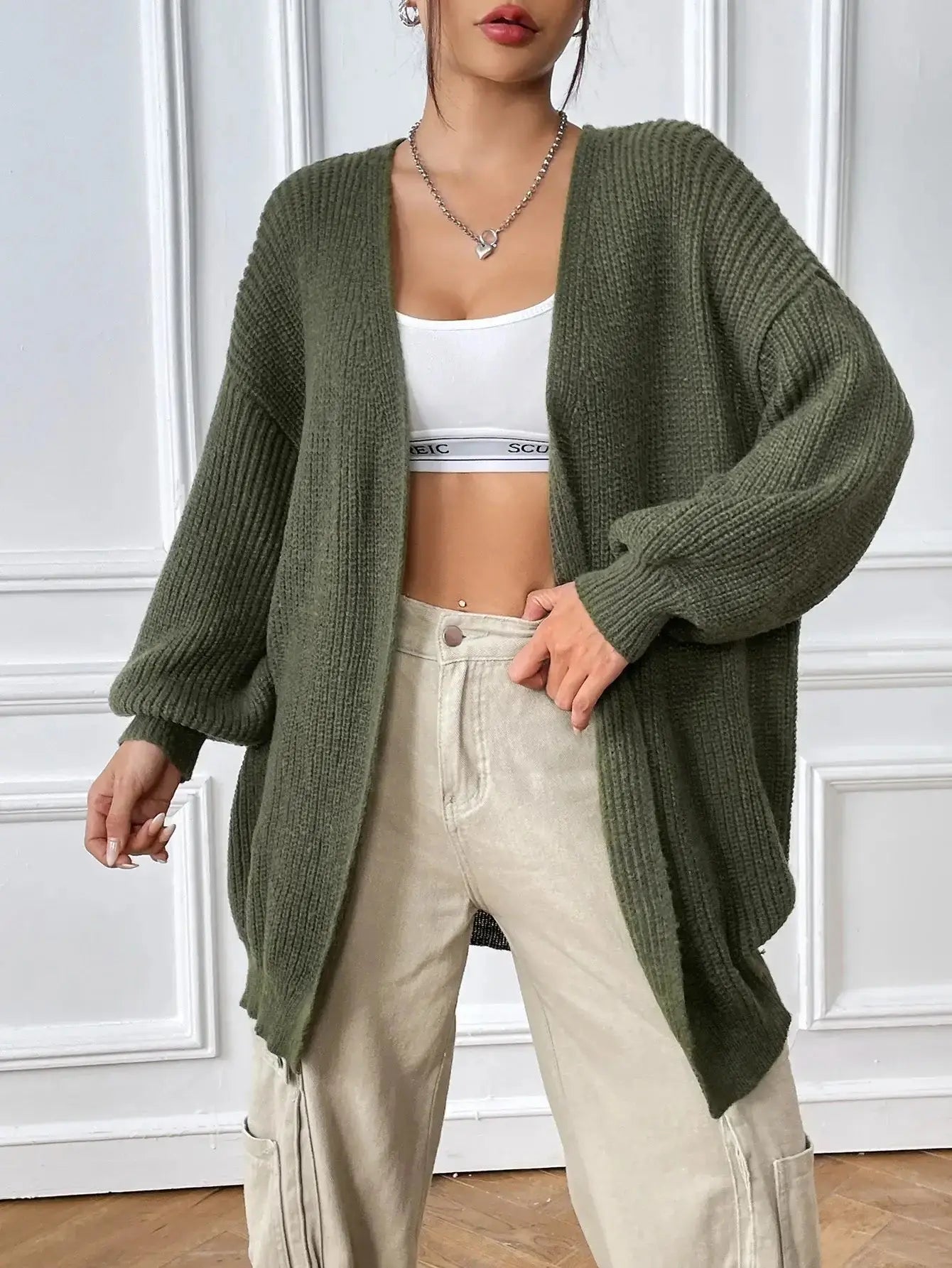 Manufacturers Women Clothing Casual Autumn and Winter New Release-European American Style Open Front Sweater Knitted Cardigan