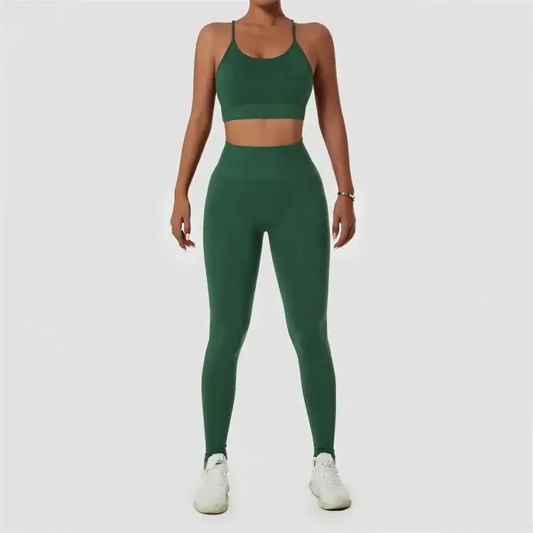Wholesale 2 Piece Sportswear Sleeveless Crop Top Pant Yoga Workout Set Women Clothing Active Wear Gym Fitness Sets