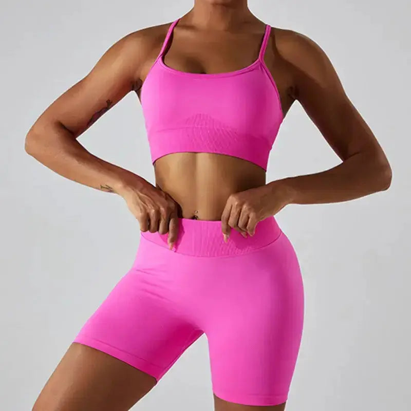 Wholesale Seamless Rib Sportswear 3 Piece Suit Seamless Breathable Women Clothing Gym Fitness Sets Sports Bra Leggings Yoga Set