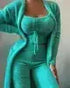 Liu Ming Winter Women Clothing New Product Fur 3 Piece Outfits Crop Tops High Waist Pants Coats Set