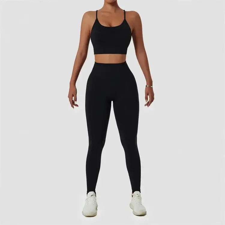 Wholesale 2 Piece Sportswear Sleeveless Crop Top Pant Yoga Workout Set Women Clothing Active Wear Gym Fitness Sets