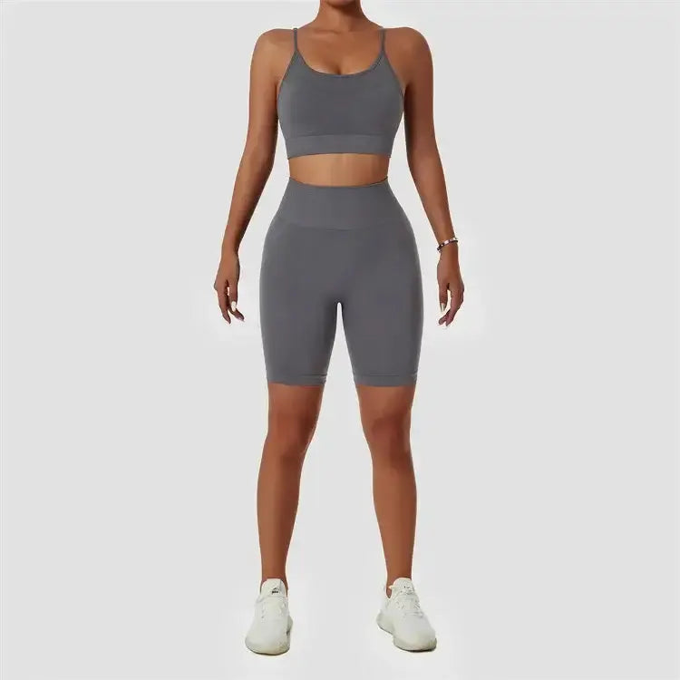 Wholesale 2 Piece Sportswear Sleeveless Crop Top Pant Yoga Workout Set Women Clothing Active Wear Gym Fitness Sets
