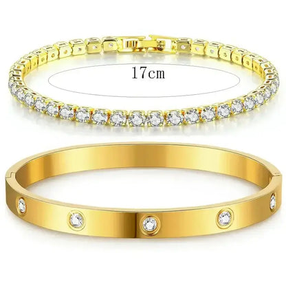 LUXEHAEVEN Stackable Gold Bracelets Bangles for Women Girls 14K Gold Plated