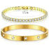 LUXEHAEVEN Stackable Gold Bracelets Bangles for Women Girls 14K Gold Plated