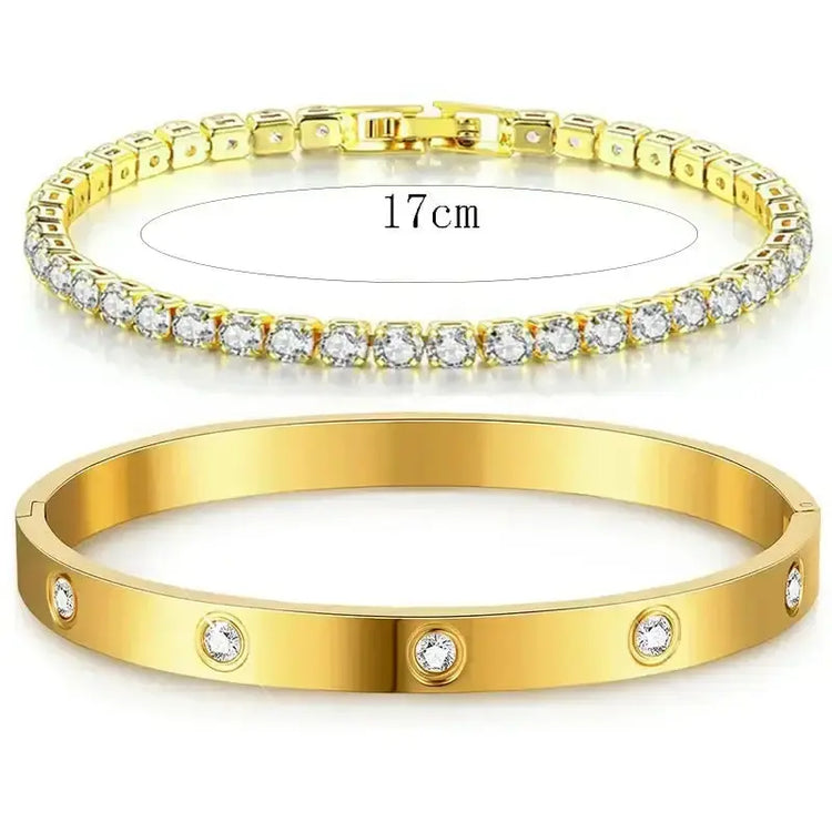 LUXEHAEVEN Stackable Gold Bracelets Bangles for Women Girls 14K Gold Plated
