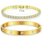 LUXEHAEVEN Stackable Gold Bracelets Bangles for Women Girls 14K Gold Plated