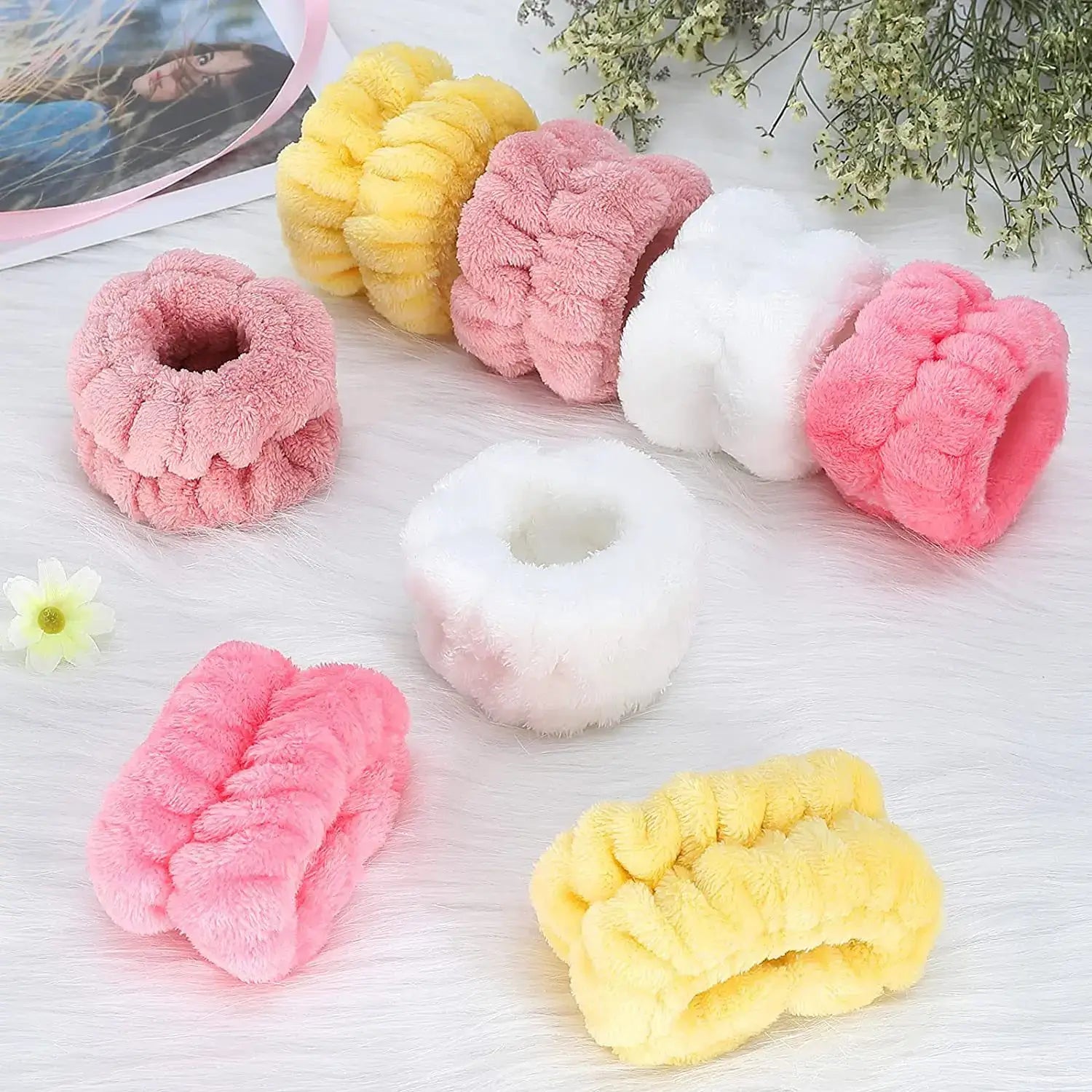 LUXEHAEVEN 3Pcs Spa Headband & Wristband Set for Comfort